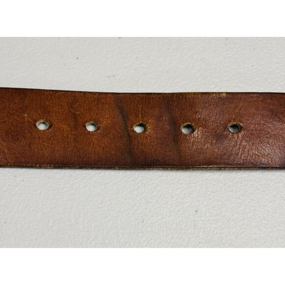 Vintage Ralph Lauren Leather Belt 28 Removable Brass Buckle  Distressed Brown - Picture 11 of 14